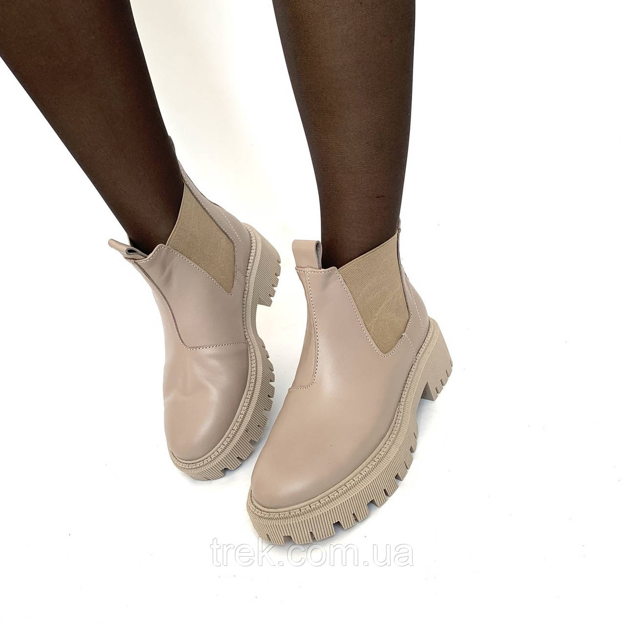 Черевики челсі жіночі шкіряні бежеві /22732/ 36р, фото 1