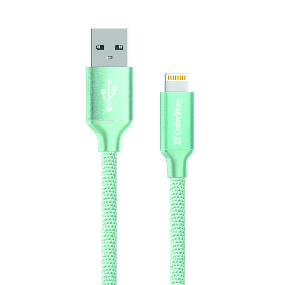 Кабель ColorWay USB - Apple Lightning 2.1А 1м мятний (CW-CBUL004-MT)