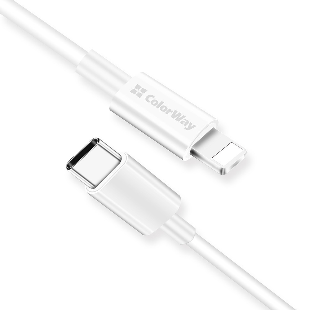 Кабель Colorway Type-C - Apple Lightning (PD Fast Charging) 3.0А 1м білий (CW-CBPDCL032-WH)