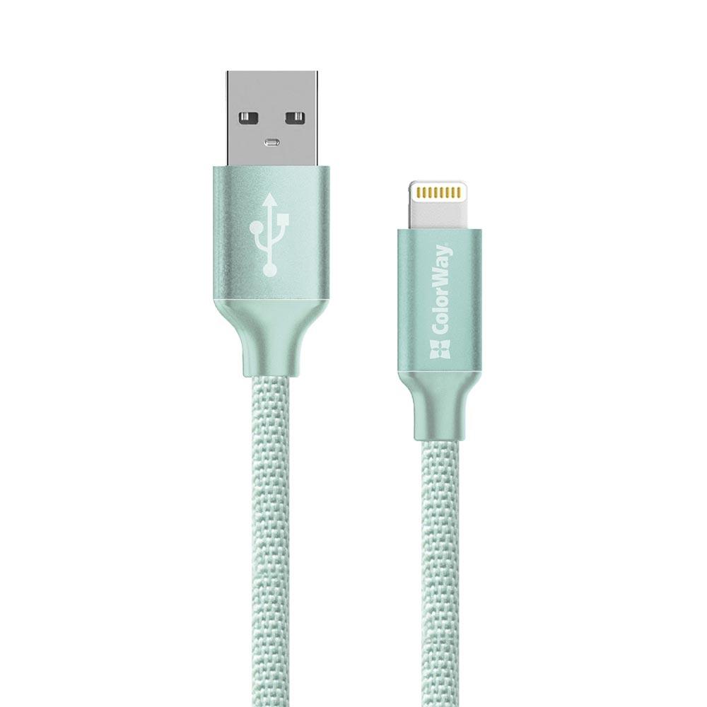Кабель ColorWay USB - Apple Lightning 2.4А 2м мятний (CW-CBUL007-MT)