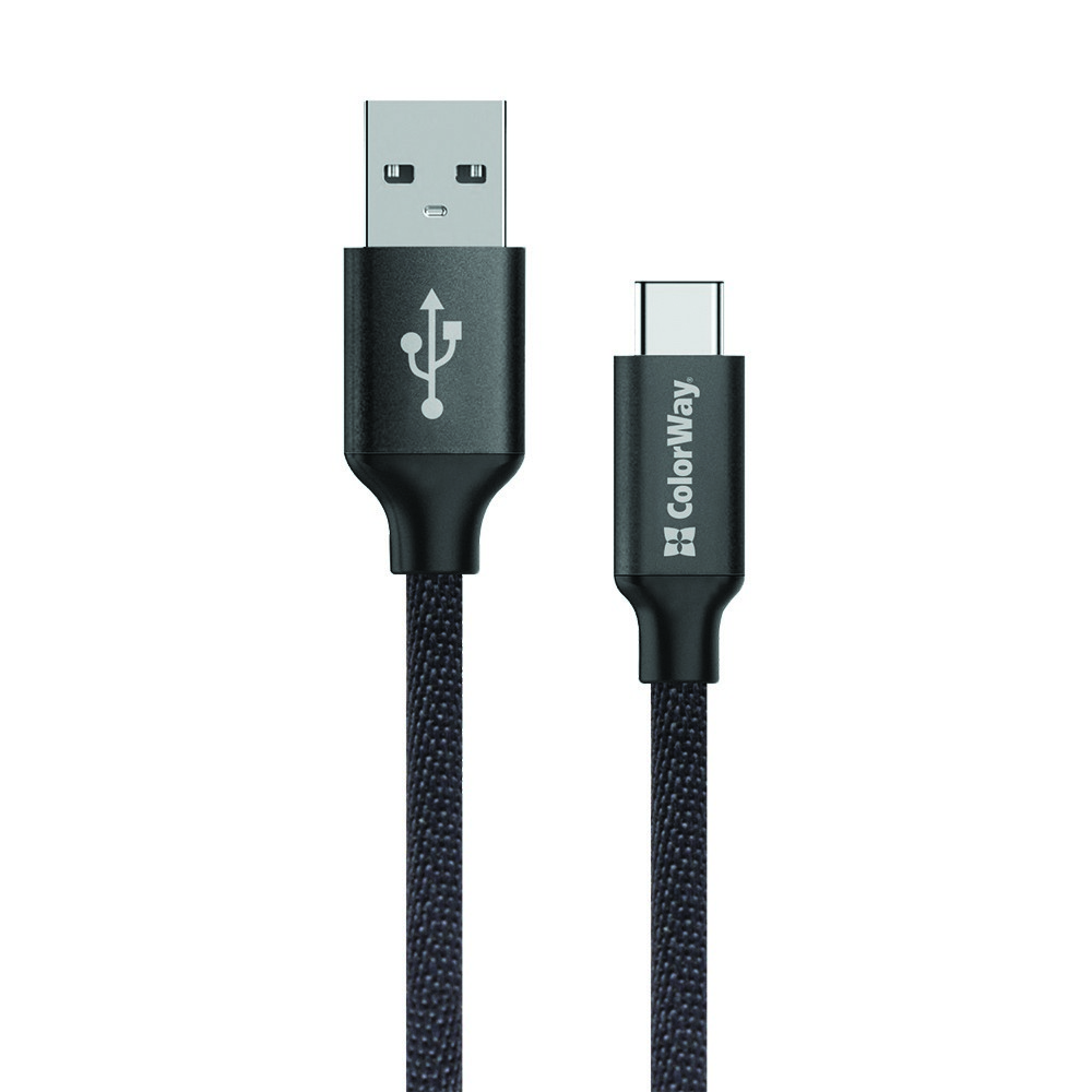 Кабель ColorWay USB - Type-C 2.1А 1м чорний (CW-CBUC003-BK)