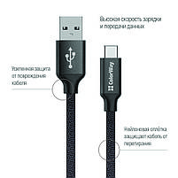 Кабель ColorWay USB - Type-C 2.1А 1м чорний (CW-CBUC003-BK), фото 3