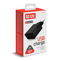 Зарядний пристрій ColorWay 1USB AUTO ID 2A (10W) чорний (CW-CHS012-BK), фото 6