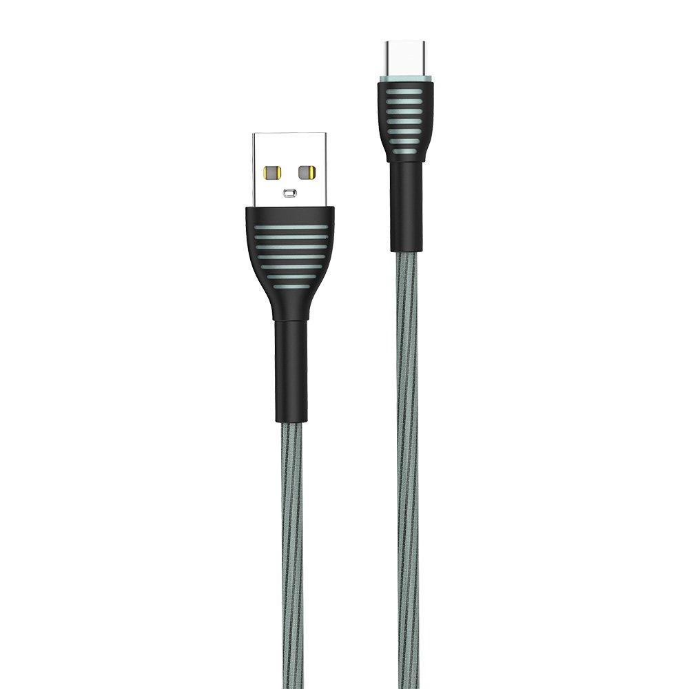 Кабель ColorWay USB - Type-C (braided cloth) 3А 1м сірий (CW-CBUC041-GR)