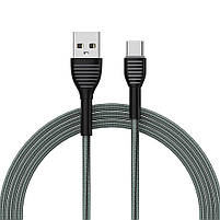 Кабель ColorWay USB - Type-C (braided cloth) 3А 1м сірий (CW-CBUC041-GR), фото 4