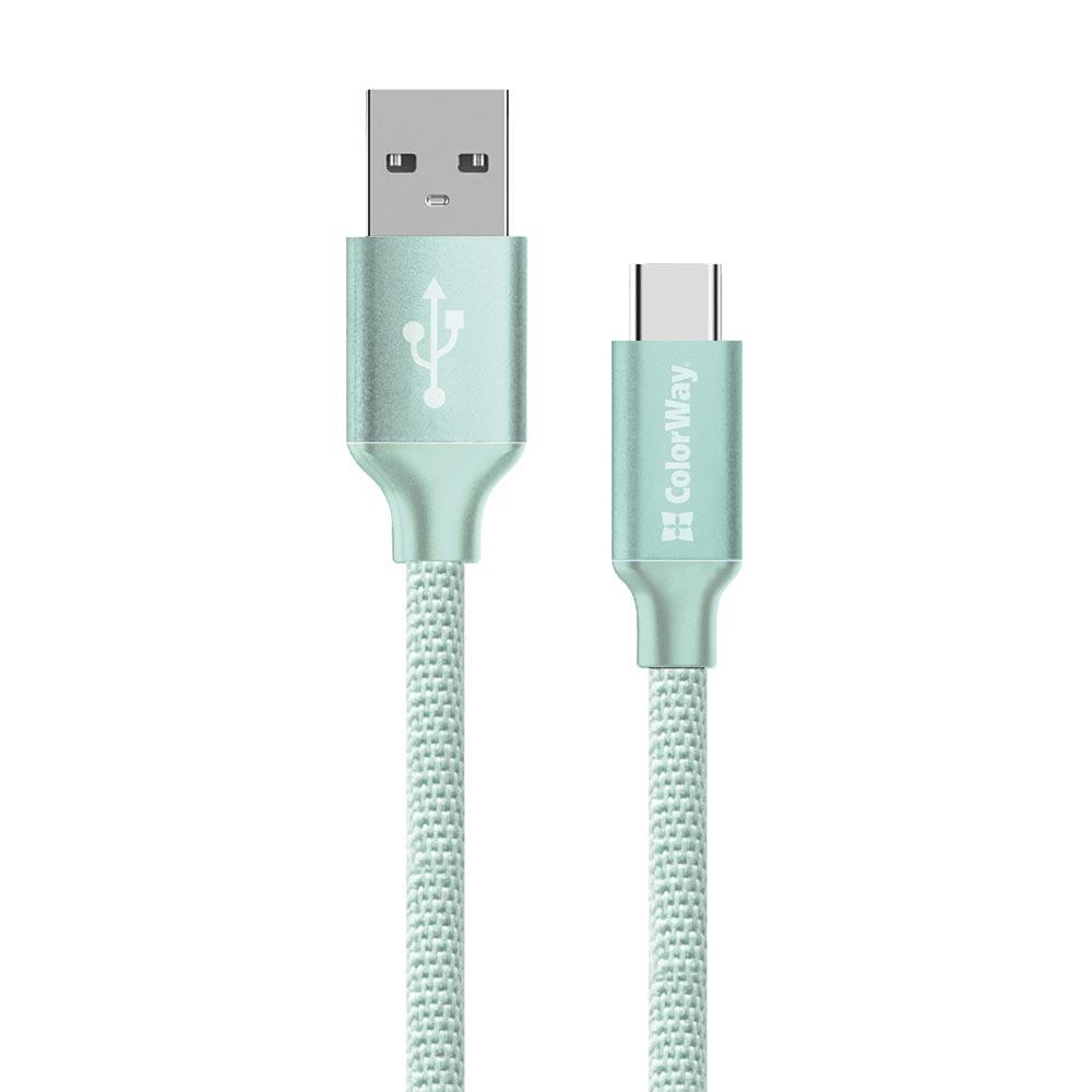 Кабель ColorWay USB - Type-C 2.4А 2м мятний (CW-CBUC008-MT)