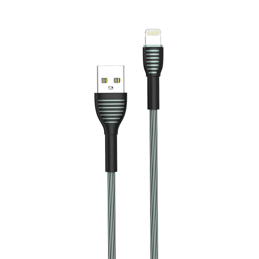 Кабель ColorWay USB - Apple Lightning (braided cloth) 3А 1м сірий (CW-CBUL041-GR)