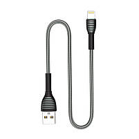 Кабель ColorWay USB - Apple Lightning (braided cloth) 3А 1м сірий (CW-CBUL041-GR), фото 3