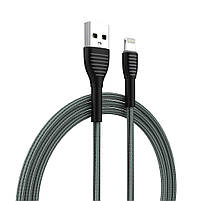Кабель ColorWay USB - Apple Lightning (braided cloth) 3А 1м сірий (CW-CBUL041-GR), фото 5
