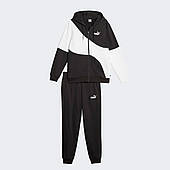 Костюм спортивний чоловічий Puma Power Cat Sweat Suit 675972 01 (чорний з білим, бавовна, фліс, бренд пума)