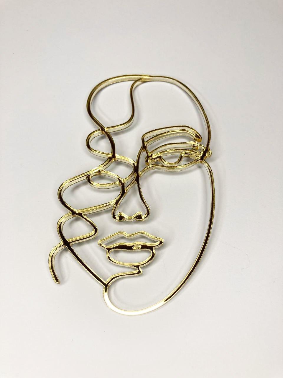 Топер для тортів Обличчя дівчини золотий дзеркальний акрил