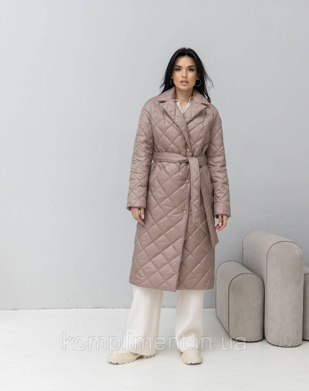 Модне жіноче молодіжне демисезонное пальто "Стокгольм", какао, фото 1