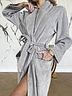 Халат велюровий жіночий довгий НАТУРАЛЬНА БАВОВНА СІРИЙ COSY V012, фото 6