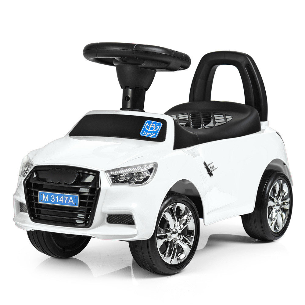 Музична каталка толокар Bambi Audi 3147A-1 Білий Подарунок хлопчику дівчинці 1 2 3 4 роки