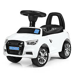 Музична каталка толокар Bambi Audi 3147A-1 Білий Подарунок хлопчику дівчинці 1 2 3 4 роки