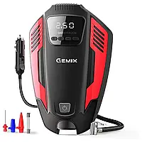 Автокомпрессор GEMIX Model E black/red поршневой, цифровой манометр, функция AUTOSTOP, фонарик, 35 л/мин