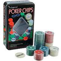 Набор фишек для покера, 100шт фишки с номиналом в металл коробке i