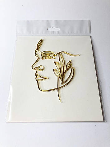 Топер-прикраса для тортів Обличчя дівчини золотий дзеркальний акрил, фото 2