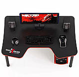Геймерський стіл 140 см Madxracer Comfort GT14 червоний + чорний, фото 3