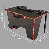 Геймерський стіл 140 см Madxracer Comfort GT14 червоний + чорний, фото 6