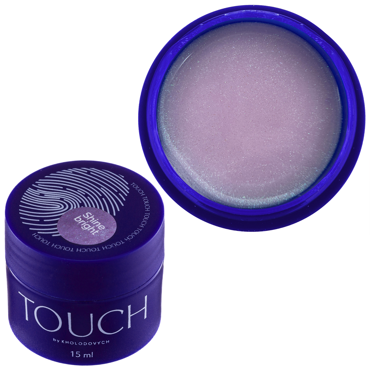 Гель для нарощування TOUCH Builder Gel Shine Bright №3, 15 мл рожевий з сріблом