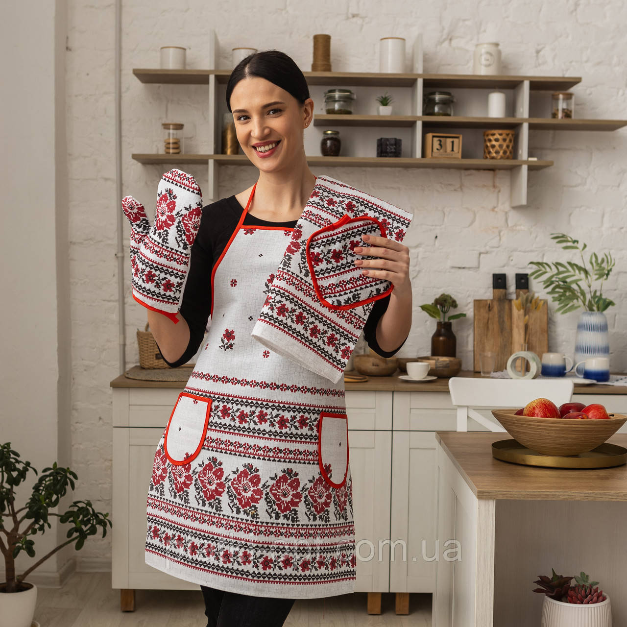 Кухонний набір "Сірий орнамент" 4в1