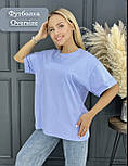 Оригінальна літня жіноча однотонна футболка, розмір 52-56, фото 2