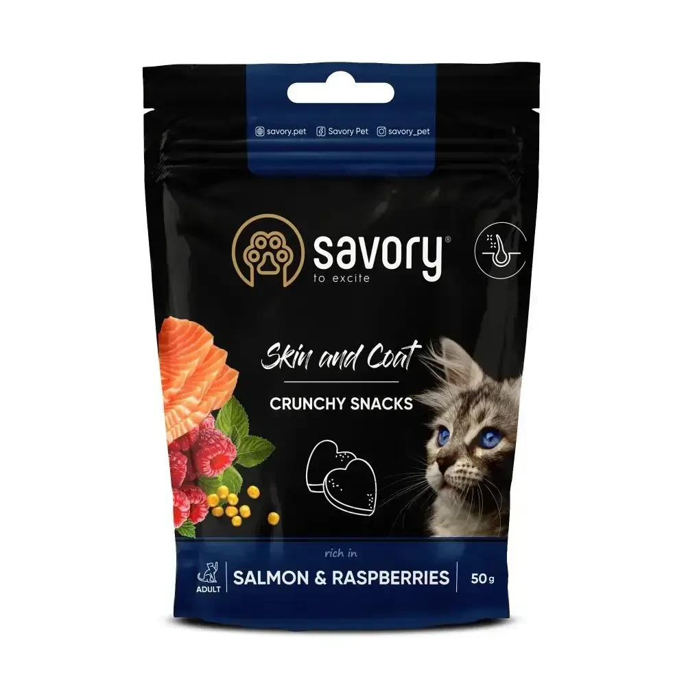 Ласощі для кішок Savory Coat and skin 50 г лосось з малиною