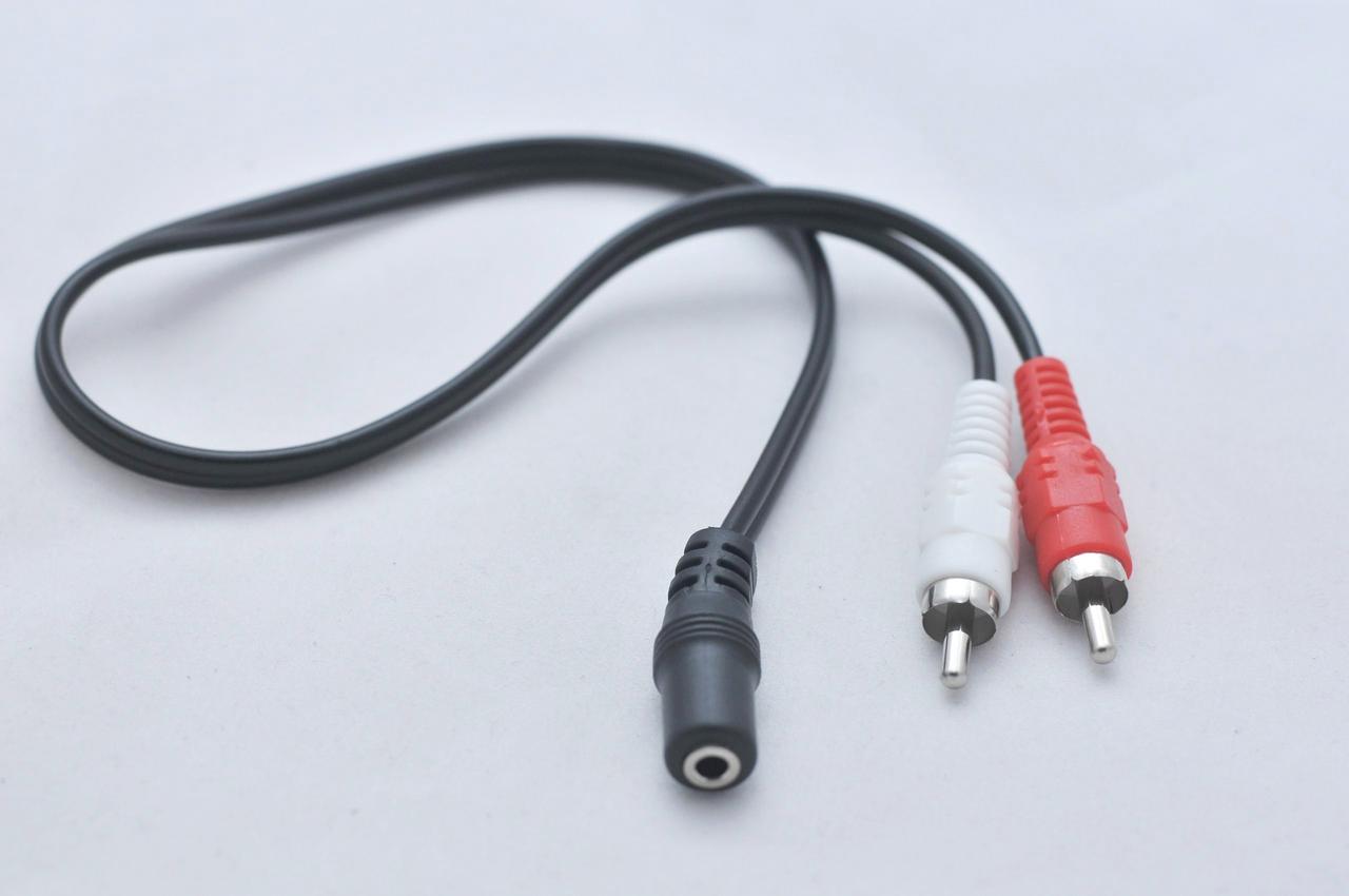 Гнучкий перехідник, стерео, 2*RCA to Jack 3.5(внутрішній), фото 1