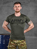 Тактическая потоотводящая футболка олива, Потоотводящая футболка Oliva, Футболка с принтом Army Ukraine, M