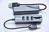 USB 2.0 Hub + Card reader 3 слота ЮСБ, Картрідер SD Micro TF Хаб, фото 5