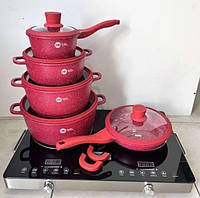 Набор гранитной посуды для индукции, набор посуды для индукционных плит, кухонный набор кастрюли НК-316