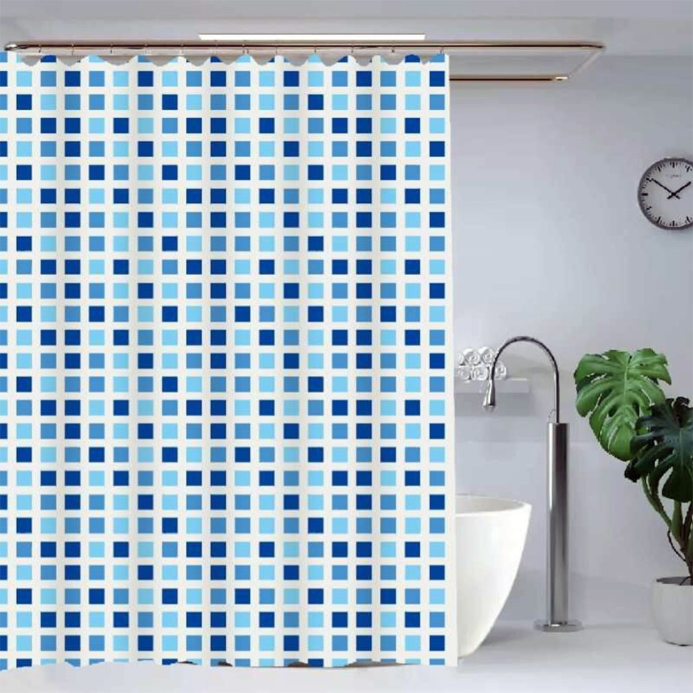 Штора для ванної з поліетилену Winmix SCP-004-180x180 (Кольор "Сино-блакитна плитка")