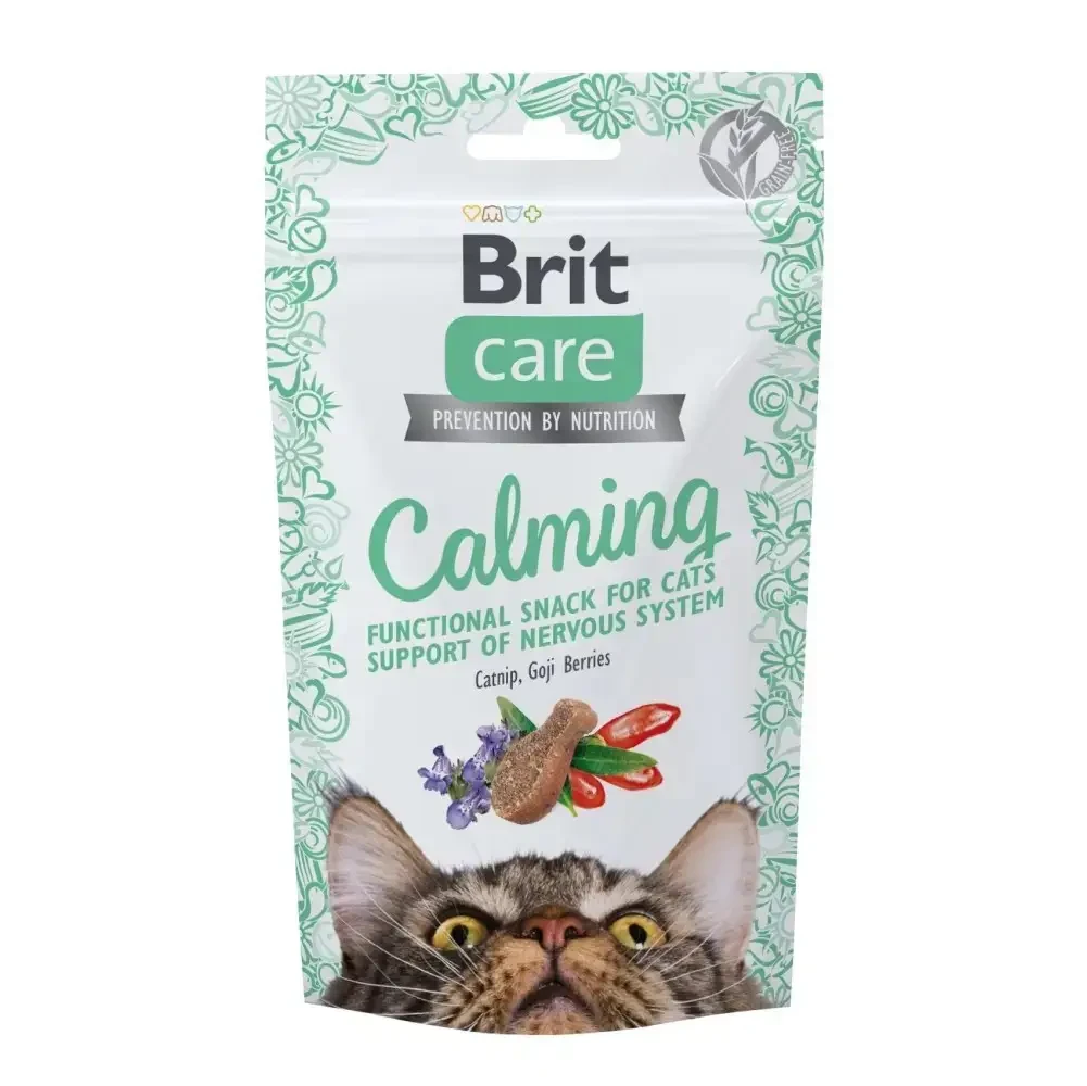 Ласощі для кішок Brit Care Crunchy Cracker Calming 50 г курка з котячою м'ята та ягоди годжі, фото 1