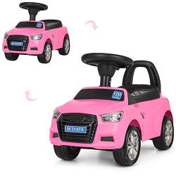 Дитяча каталка штовхач музична Bambi Audi 3147A-8 Рожевий Машинка толокар для дівчаток