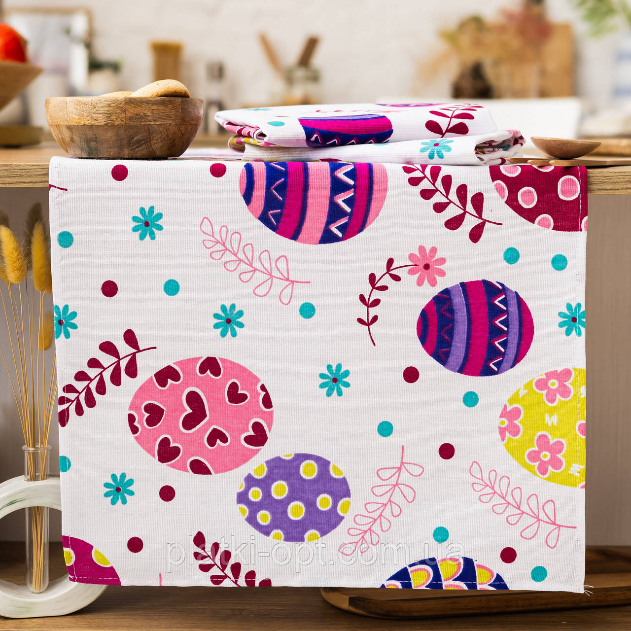 Рушник лляний великий "Писанки" 75х40 см, фото 1