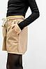 Шорти для дівчинки (розміри 134-158) | Екошкіра лакова беж, пояс на шнурку з карманами, фото 5