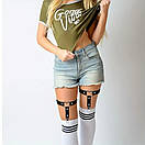 Шкіряний гартер серце підв'язка на ногу, Підв'язка для панчіх регульована, Гартер на ногу, Гартер з серцем, фото 2