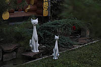 Садовая фигура, статуэтка Пара кошек дистрофиков комплект для декора сада изготовлен из цемента ручной работы