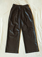 Коричневые кожаные брюки с широкими штанинами женские Mango, размер М