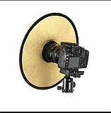 2 в 1 30см Відбивач на об'єктив золото/черебро рефлектор софтбокс двосторонній З ЧОХЛОМ, фото 3