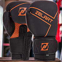 Боксерские перчатки Zelart Boxing Leather 10 унций Оранжевый