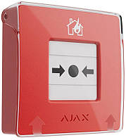 Бездротова настінна кнопка для активації пожежної тривоги вручну Ajax ManualCallPoint (Red)Jeweller (Для