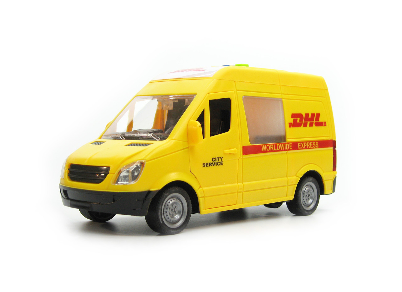 Машина фургон Експрес-доставка DHL "Міські служби", звук, світло, інерція, відкриваються двері
