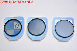 72mm Набір 3в1 ND2+ND4+ND8 RISE Фільтр нейтрально-сірий світлофільтр