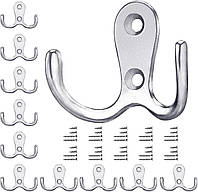 Комплект 10шт Крючки для одежды двойные с 40 винтами вешалка метал