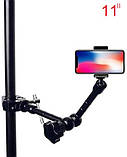 3 в 1 Шарнір Magic Arm 11"(28см) + Краб Струбцина Тримач телефону 1/4 штатив, фото 3