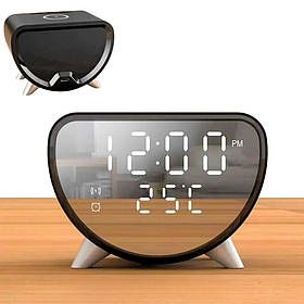 Бездротова зарядка для телефону 15 В з LED екраном настільний годинник з будильником