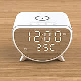 Бездротова зарядка для телефону 15 В з LED екраном настільний годинник з будильником, фото 10