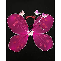 Набор феи, бабочки малиновый (крылья, обруч, волшебная палочка)